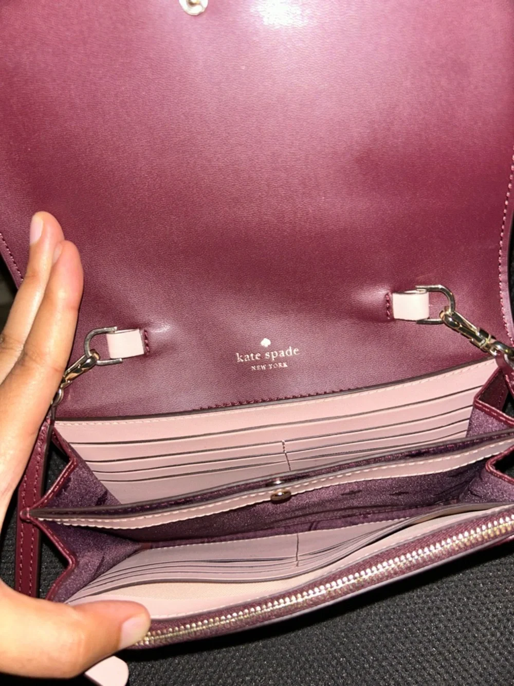 kate spade Two-Tone Pink and Burgundy Leather Crossbody